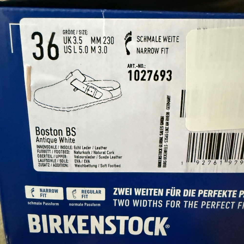 Birkenstock Beige Suede Slip-On Clog with White Buckle - Picture 5 of 5